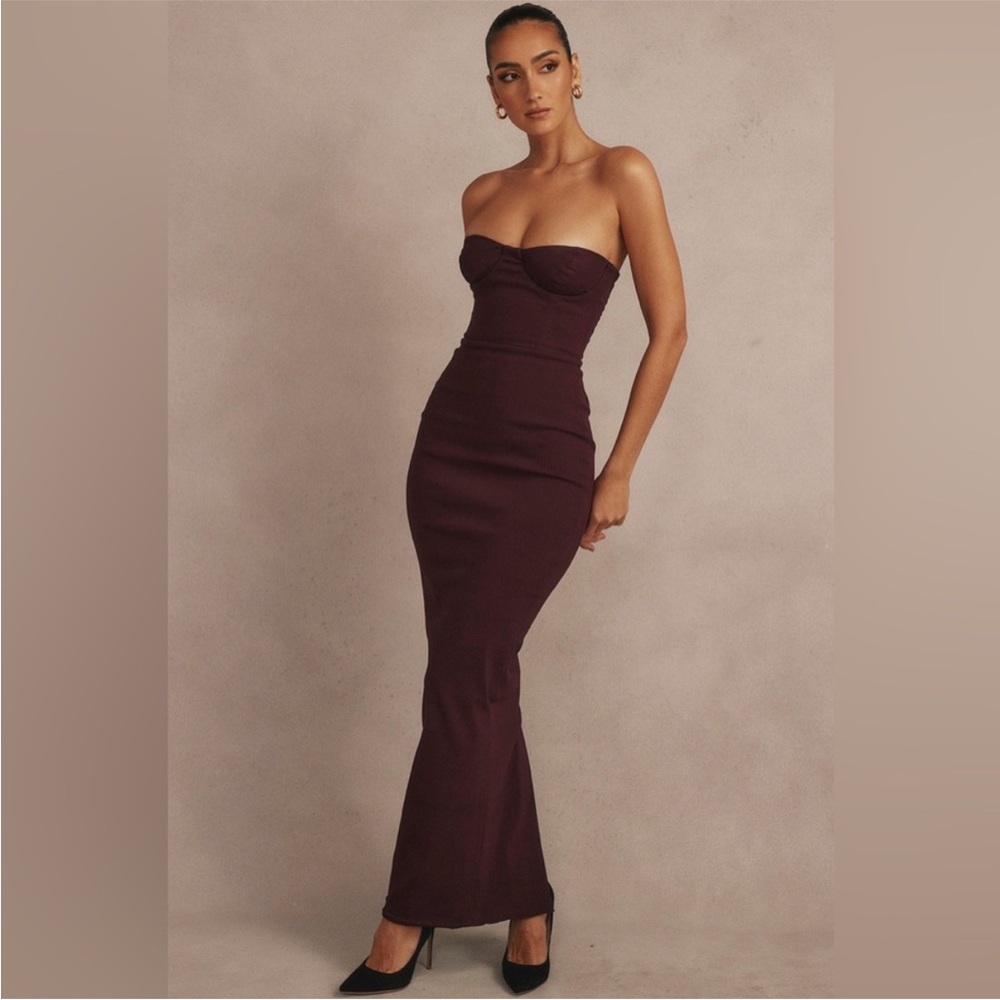 House of CB Strapless Plum Dress